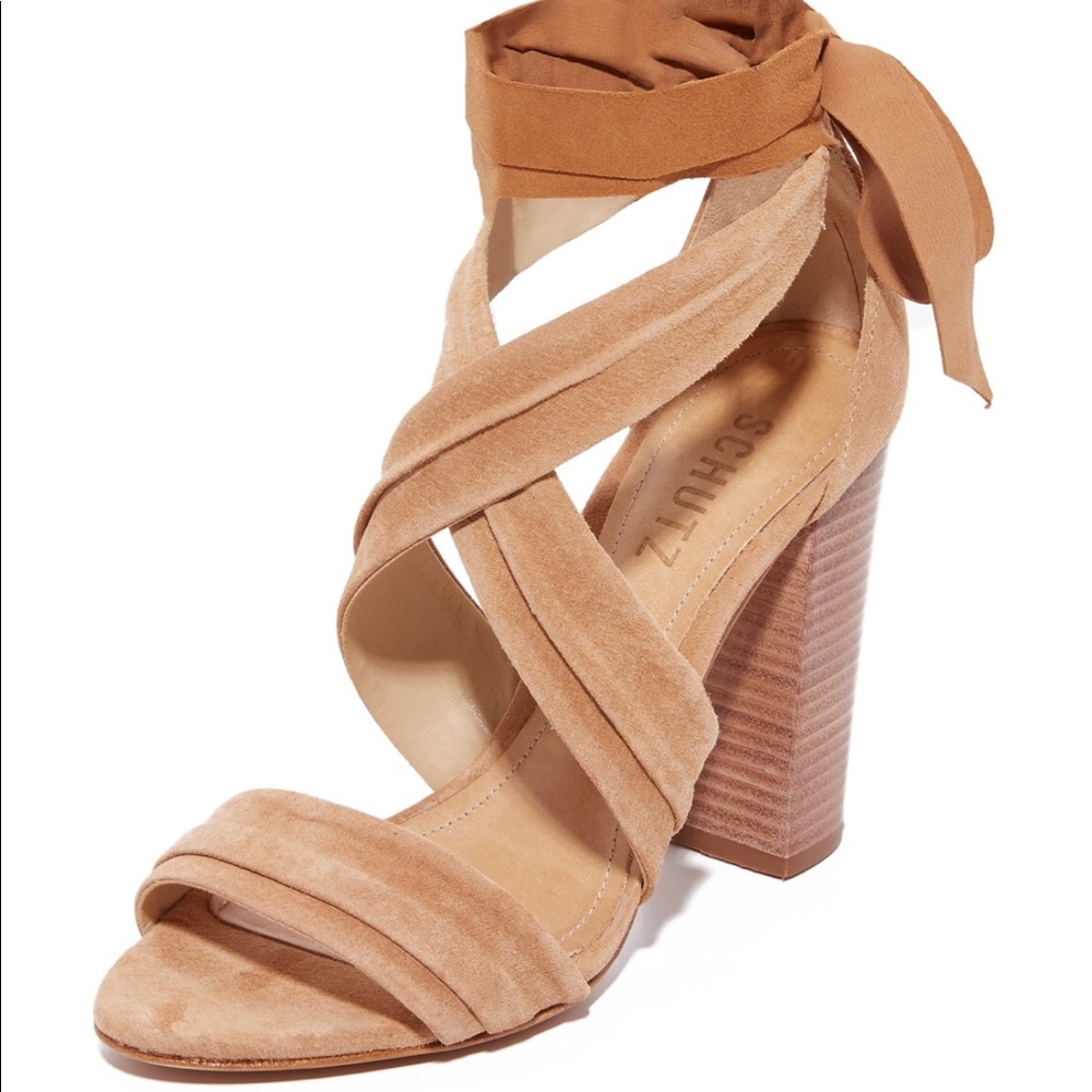 New SCHUTZ Sandals Stacked heel Ankle tie strap